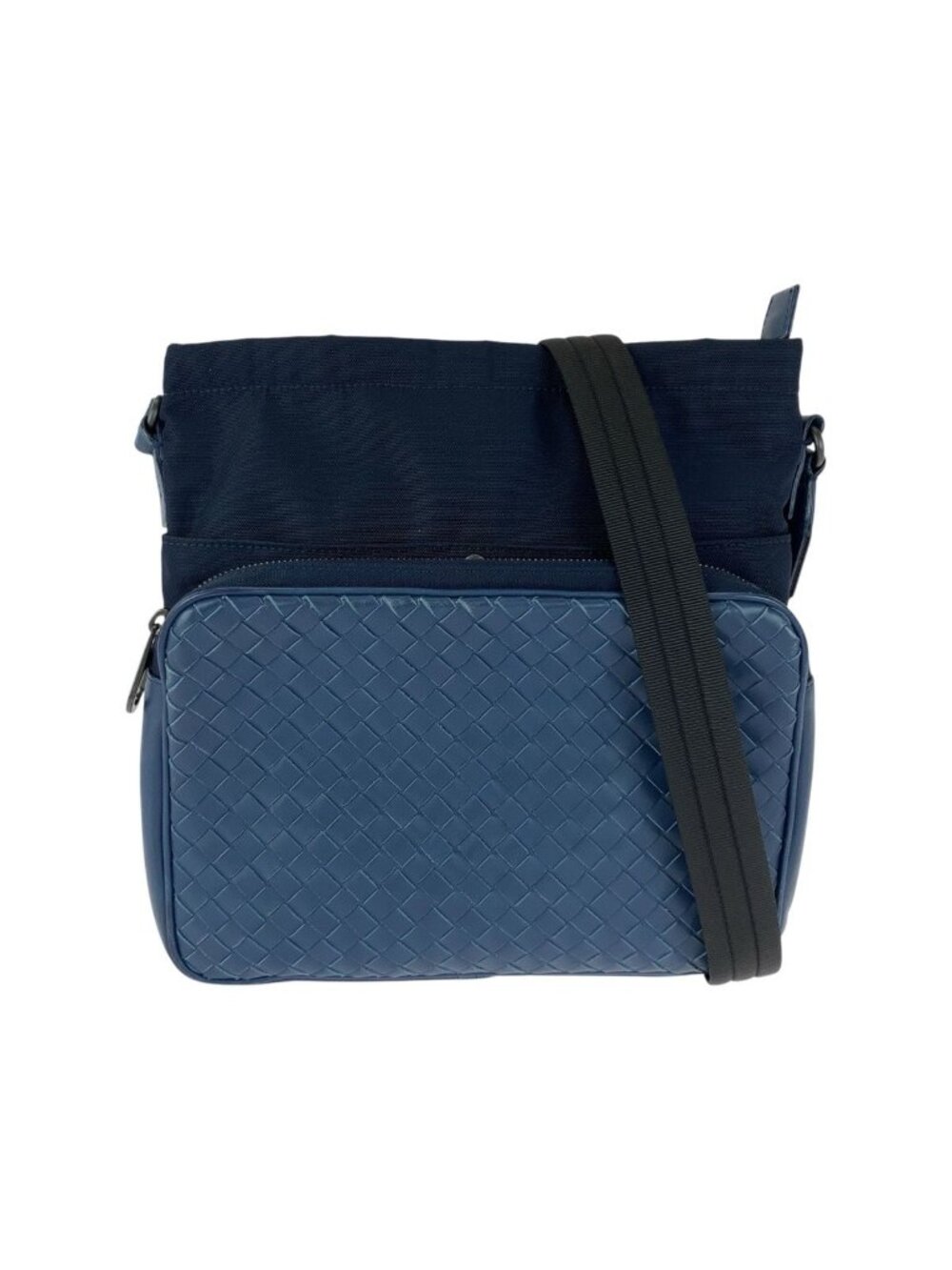Bottega Veneta Intrecciato Navy Leather Shoulder Bag